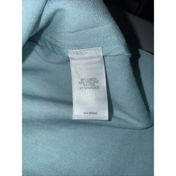 J JILL Love Linen Blazer Sea Glass Bl Single Button Unlined Jacket Petite Large - Picture 10 of 11